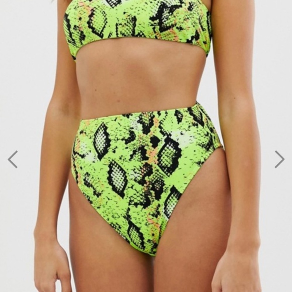 ASOS Neon Snakeskin Bikini Set Sz 4 - Picture 4 of 6